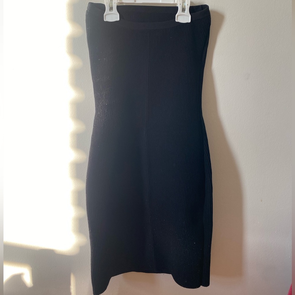 Babaton Sculpt Knit Black Strapless Dress - Picture 3 of 8